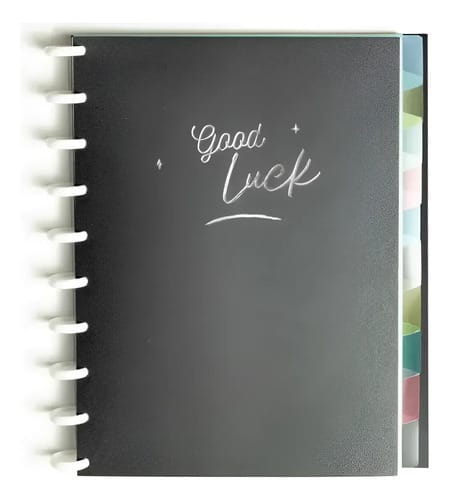Caderno Colegial 50 Folhas Disco Capa PP com Estojo Régua e 10 Divisórias 18x24 cm Preto Romitec