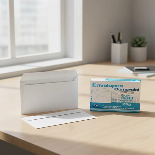 Envelope Comercial Carta 75 g/m² Caixa de Cartão 11x16 cm Branco 100 Unidades Romitec - Imagem 3