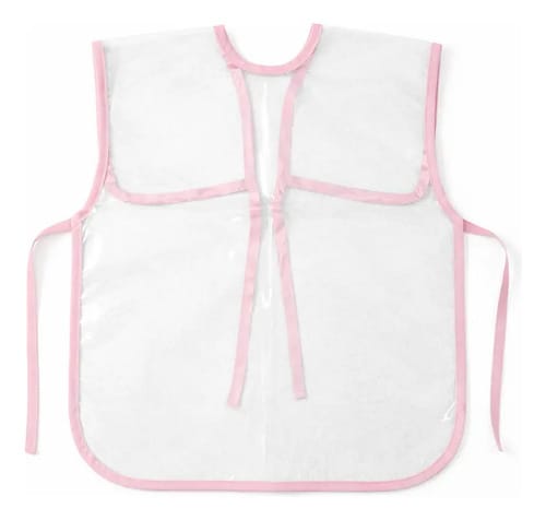 Avental Escolar Infantil Feminino Pequeno Rosa 36x46 cm Transparente PlastPark