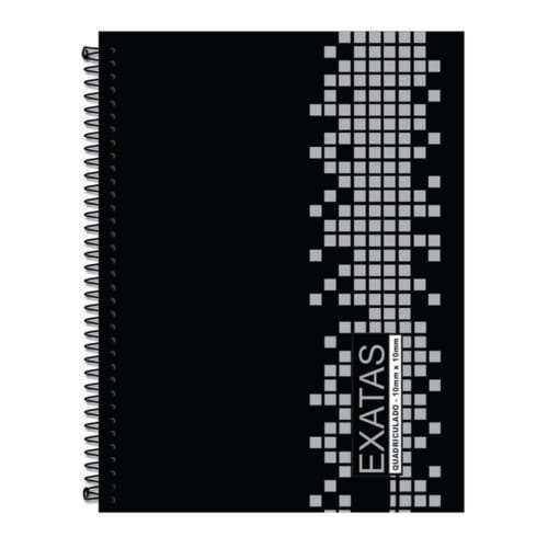 Caderno Universitário Quadriculado 1x1cm 96 Folhas Espiral Capa Dura Exatas 20x28 cm Preto Romitec
