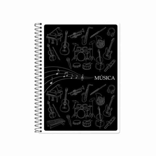 Caderno de Musica Universitário Teoria + Pentagrama 18+50 Folhas Espiral 20x28 cm Capa Flex Romitec
