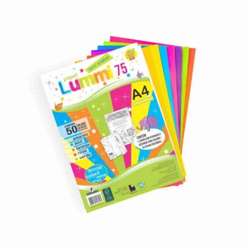 Lummi A4 75 50 Folhas 5 Cores Livrão Criativo 21x30 cm Sortido Romitec