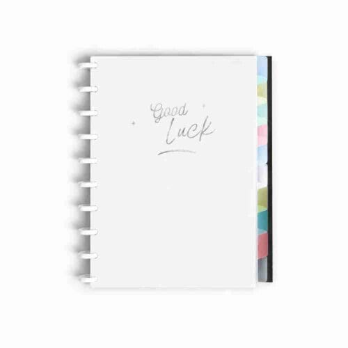 Caderno Universitário 50 Folhas Disco Capa PP com Estojo Régua e 10 Divisórias 20x28 cm Branco Romitec
