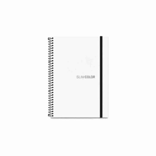 Caderno Colegial 1x1 80 Folhas Espiral Capa PP com Bolsa e Elástico 18x24 cm Branco Romitec
