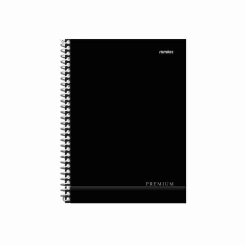 Caderno Colegial 60 Folhas 90 g/m² Espiral Capa Dura Slim Premium 18x24 cm Preto Romitec