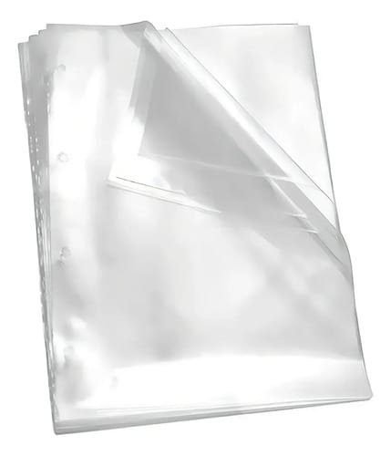 Protetor de Folhas Saco Plástico 4 Furos Ofício Grosso PP 24x32 cm Transparente 100 Unidades PlastPark - Imagem 2