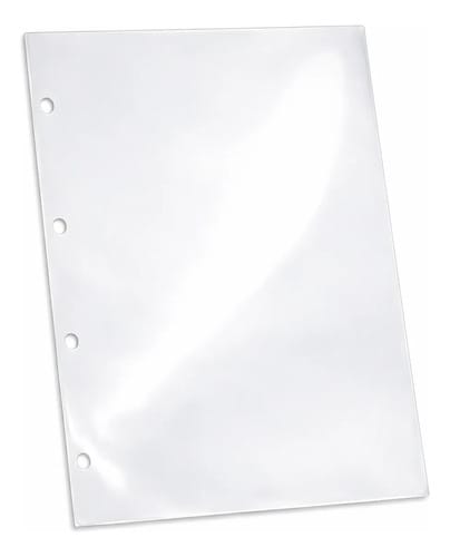 Protetor de Folhas Saco Plástico 4 Furos Ofício Grosso PP 24x32 cm Transparente 100 Unidades PlastPark