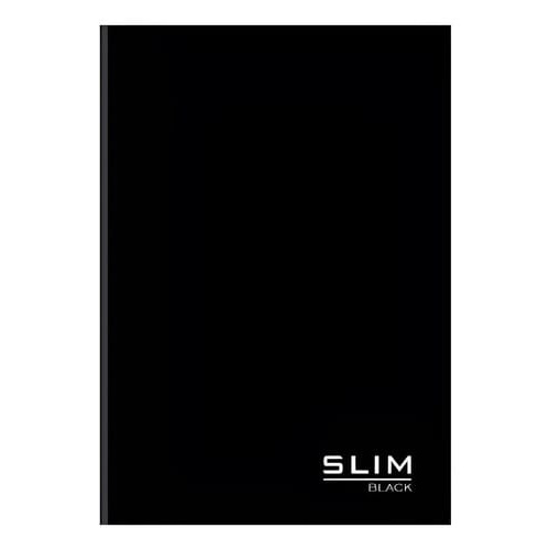 Caderno Brochurão Universitário 80 Folhas Costurado Capa Dura Slim Black 20x28 cm Preto Romitec
