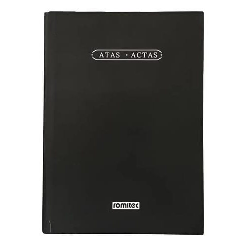 Livro Ata sem Margem 100 Folhas Numeradas Costurado Capa Dura 20x28 cm Preto Romitec