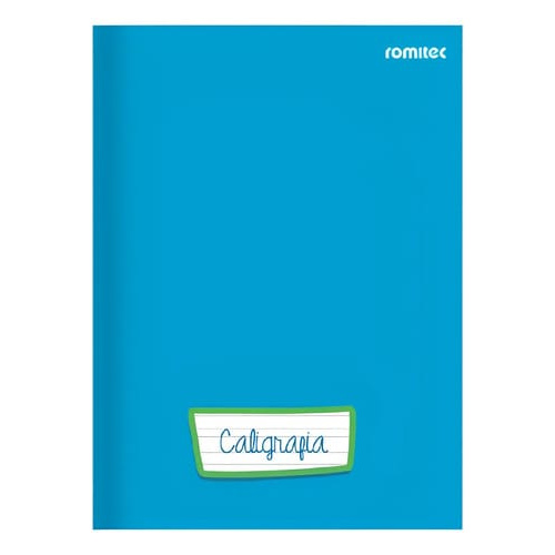 Caderno Caligrafia Universitário 96 Folhas Costurado Capa Dura 20x28 cm Azul Romitec