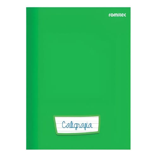 Caderno Caligrafia Universitário 96 Folhas Costurado Capa Dura 20x28 cm Verde Romitec