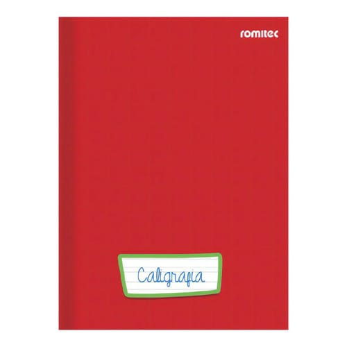 Caderno Caligrafia Universitário 96 Folhas Costurado Capa Dura 20x28 cm Vermelho Romitec