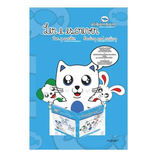 Caderno Alibombom Brochurão 60 Folhas Capa Flexível Margeado sem Pauta 31x22 cm Azul Romitec