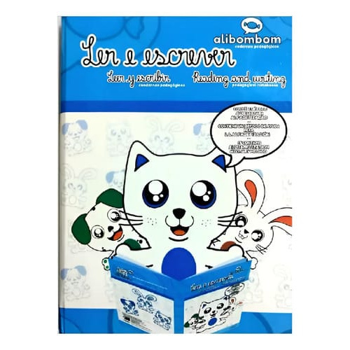 Caderno Alibombom Brochurão 80 Folhas Costurado Capa Dura Margeado sem Pauta 20x28 cm Azul Romitec