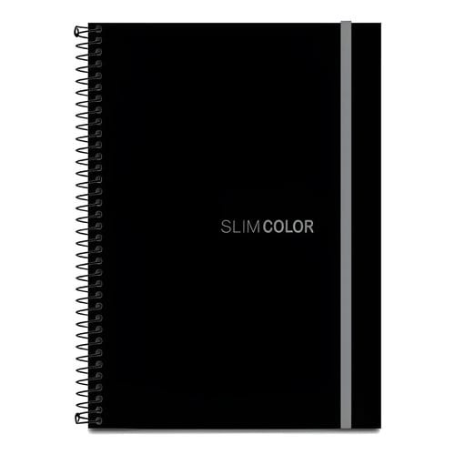 Caderno Universitário 1x1 80 Folhas Espiral Capa PP com Bolsa e Elástico 20x28 cm Preto Romitec